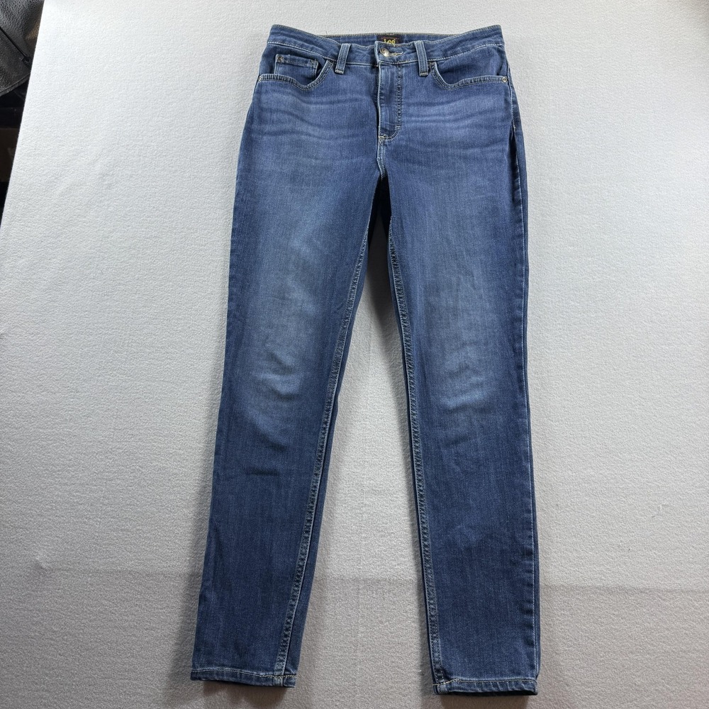Lee Skinny Jeans Womens 10M Blue Med Wash Mid Rise Slim Stretch 29x28 Denim